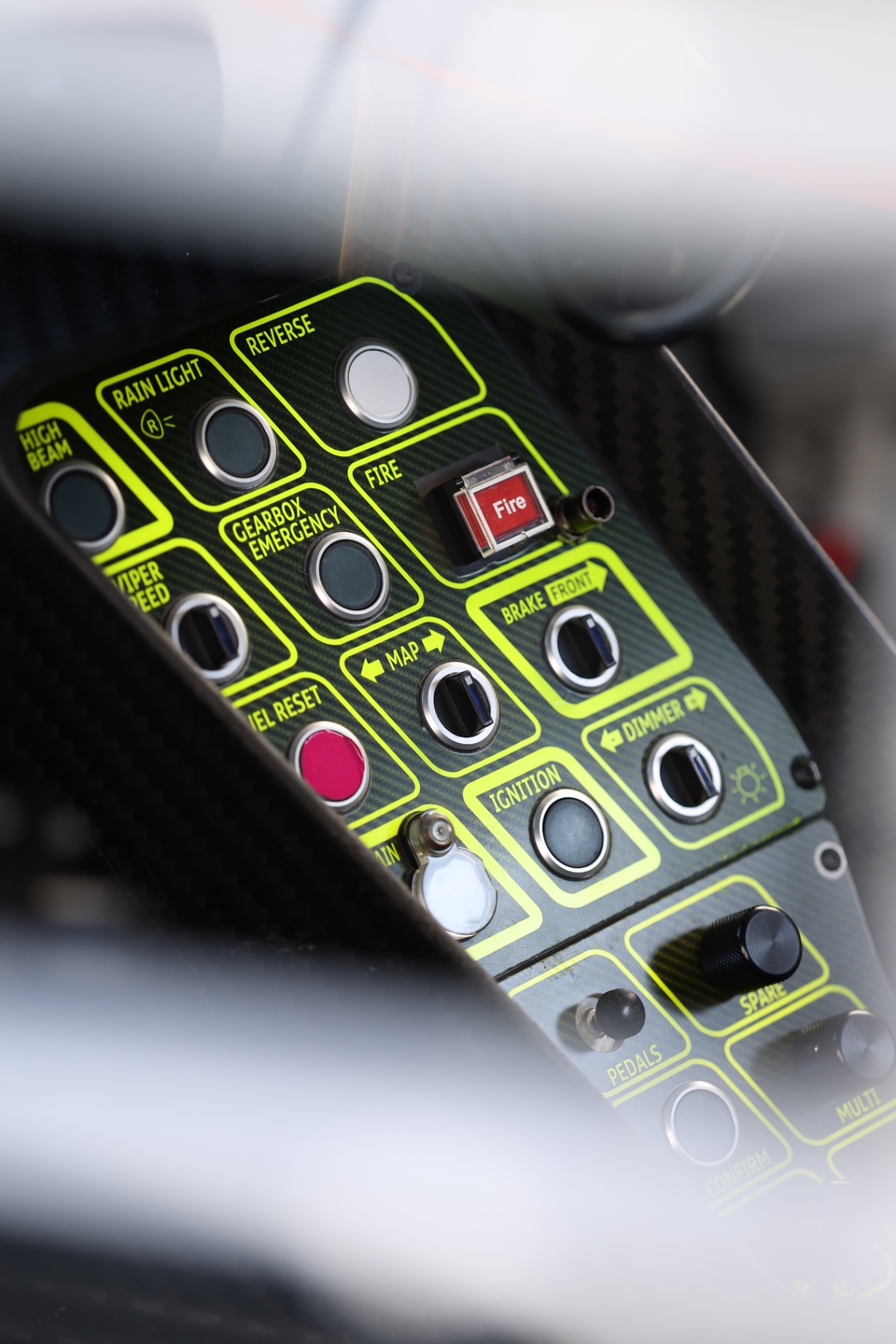 Race-car dash panel switched to race mode